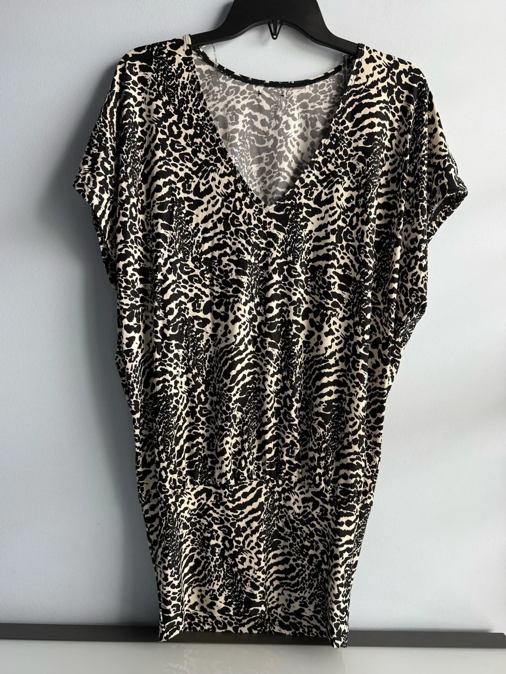 Michael Kors Women's Animal Printed V-Neck Caftan Cover-Up Swim Dress Size XS